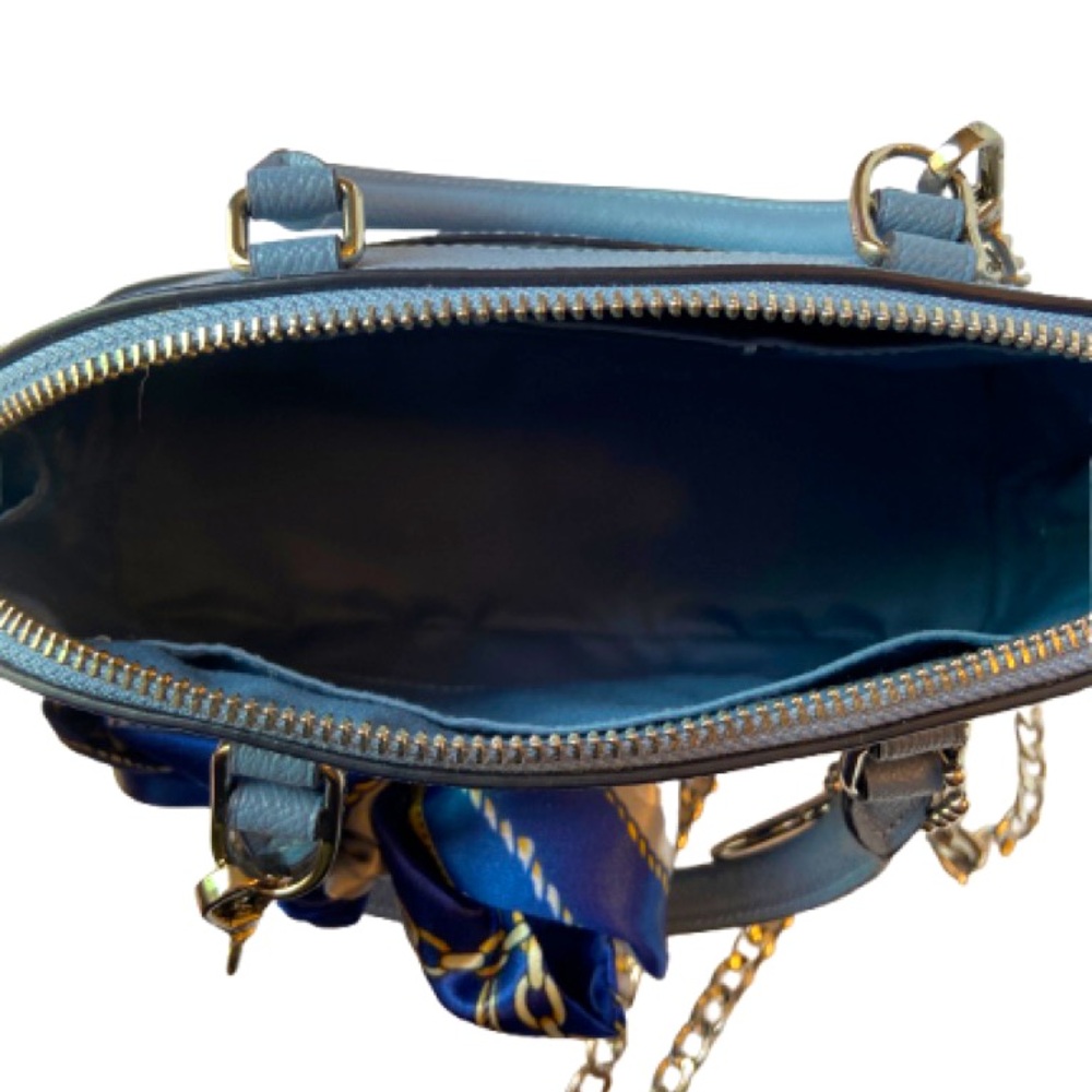Coach Blue Handbag with Scarf and Gold Accents comes with bag scarf & dusty.EUC - Picture 4 of 5